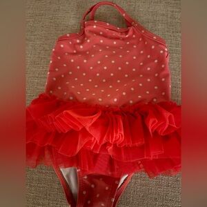 Circo Light Coral and White Swimsuit with 3 Layer Ruffle Great For Summer 18M